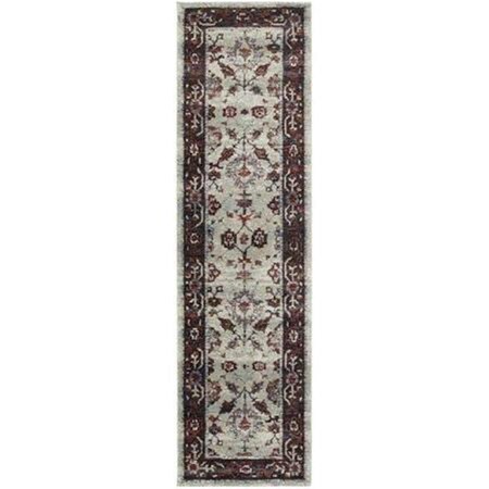 Oriental Weavers 2 x 12 ft. 6 in. Andorra Area Rug, Stone and Red A6842D076365ST